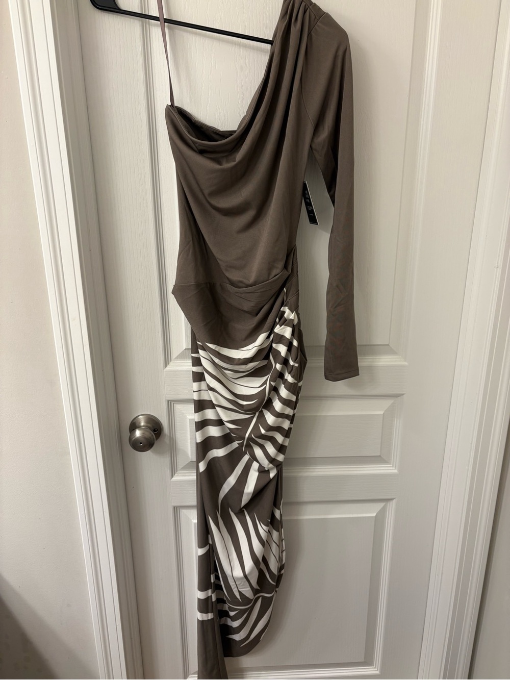 Jlux Label One Shoulder Palm Print Dress